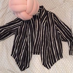 Stripped black and off white sheer blazer